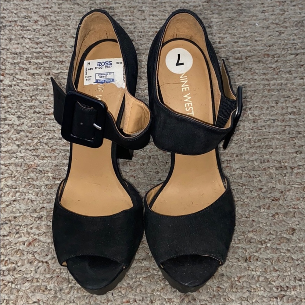 Black, suede heels.